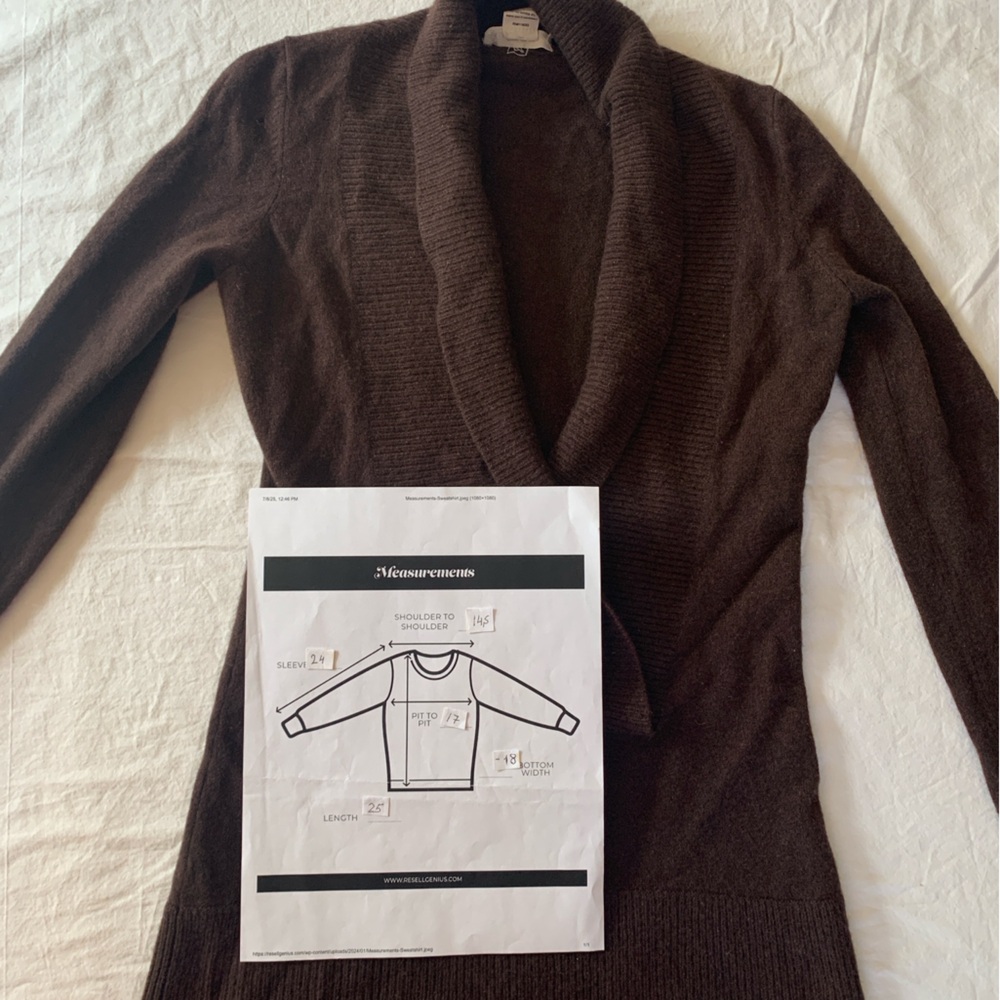Minnie Rose Cashmere Shawl Collar Cardigan in Dark Brown - Picture 4 of 4